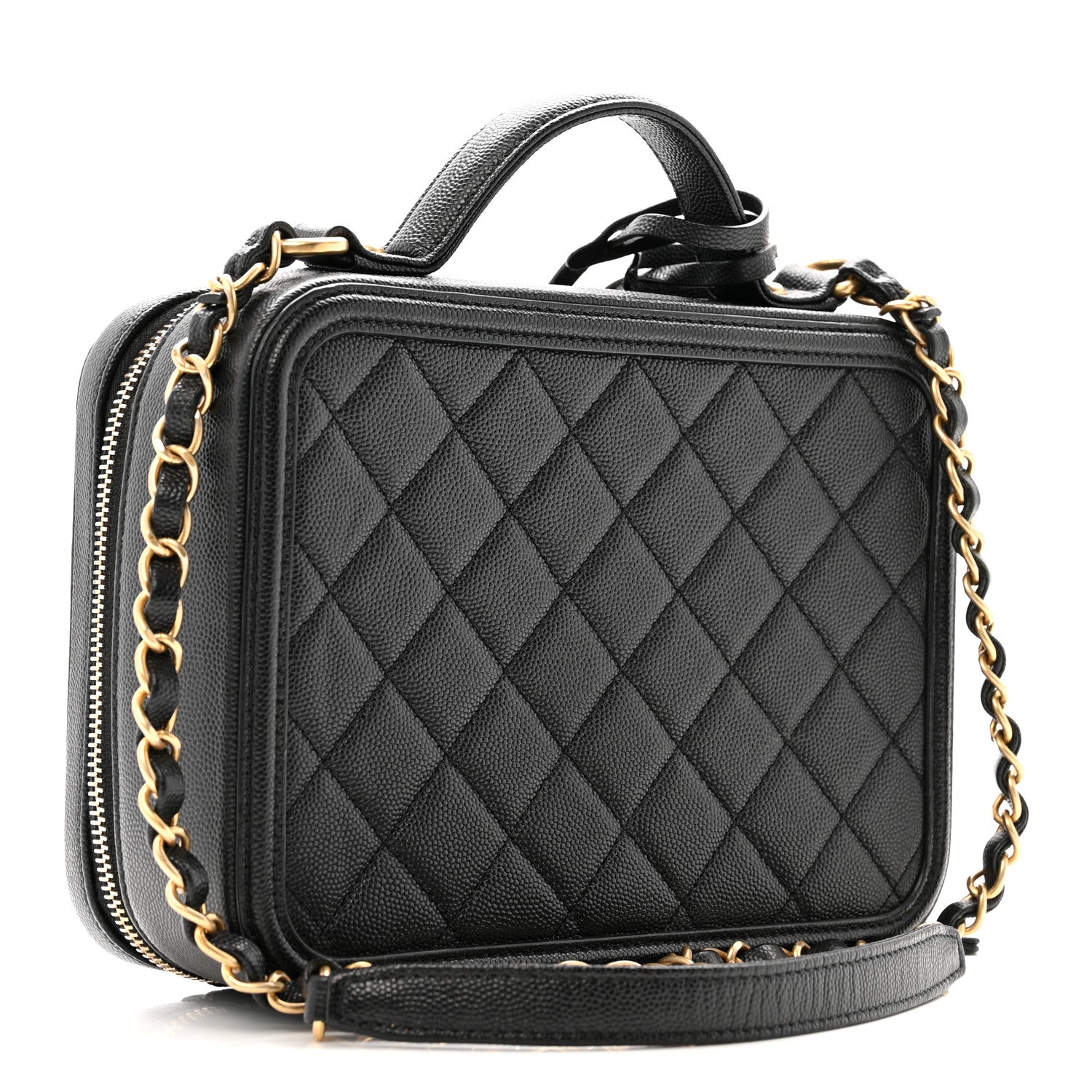 Caviar Quilted Medium CC Filigree Vanity Case Black