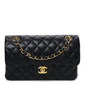 Lambskin Quilted Small Double Flap Black