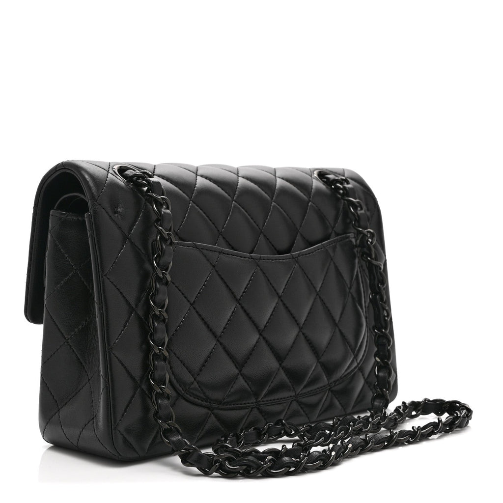 Lambskin Quilted Small Double Flap So Black