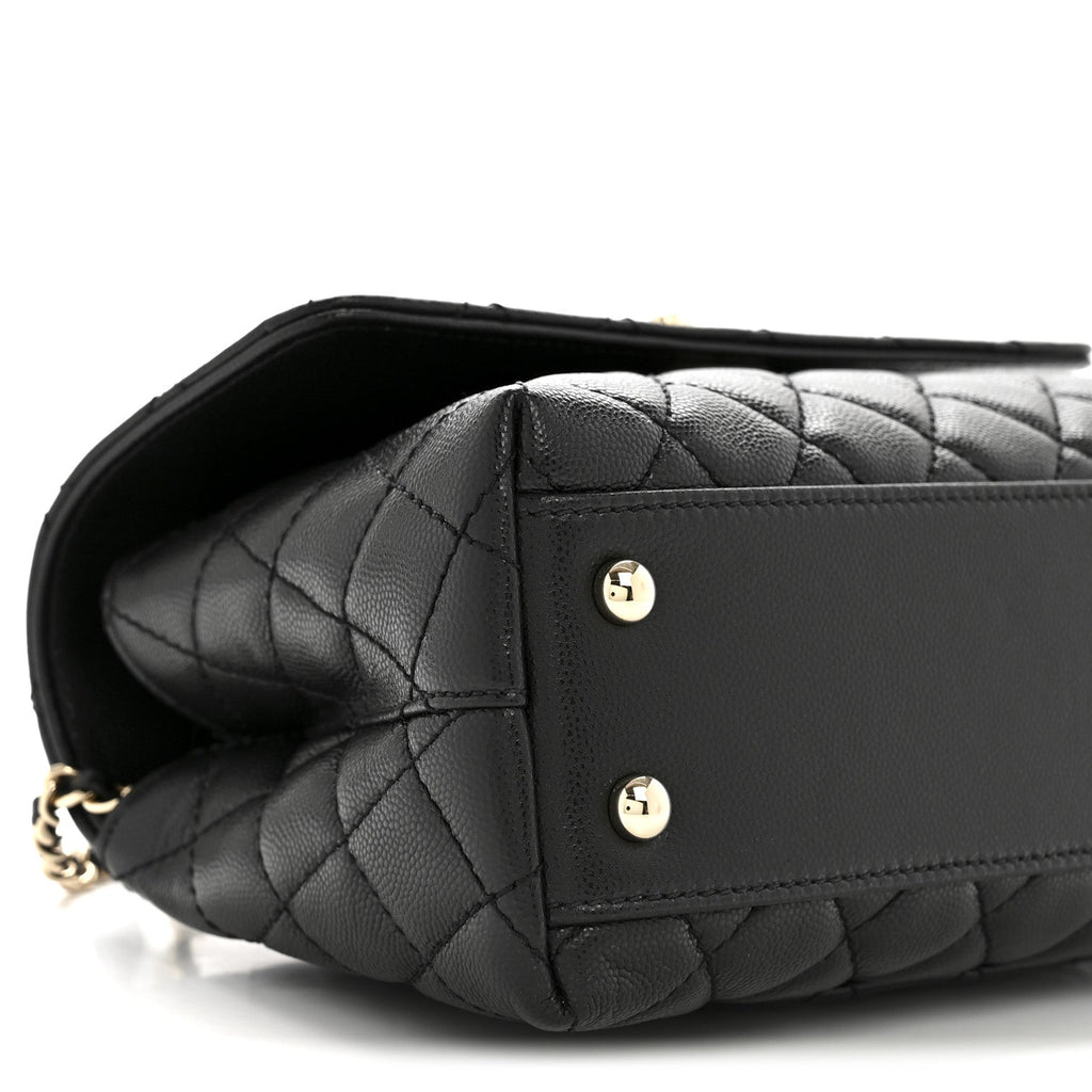 Caviar Quilted Mini Coco Handle Flap Black