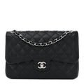 Caviar Quilted Jumbo Double Flap Black