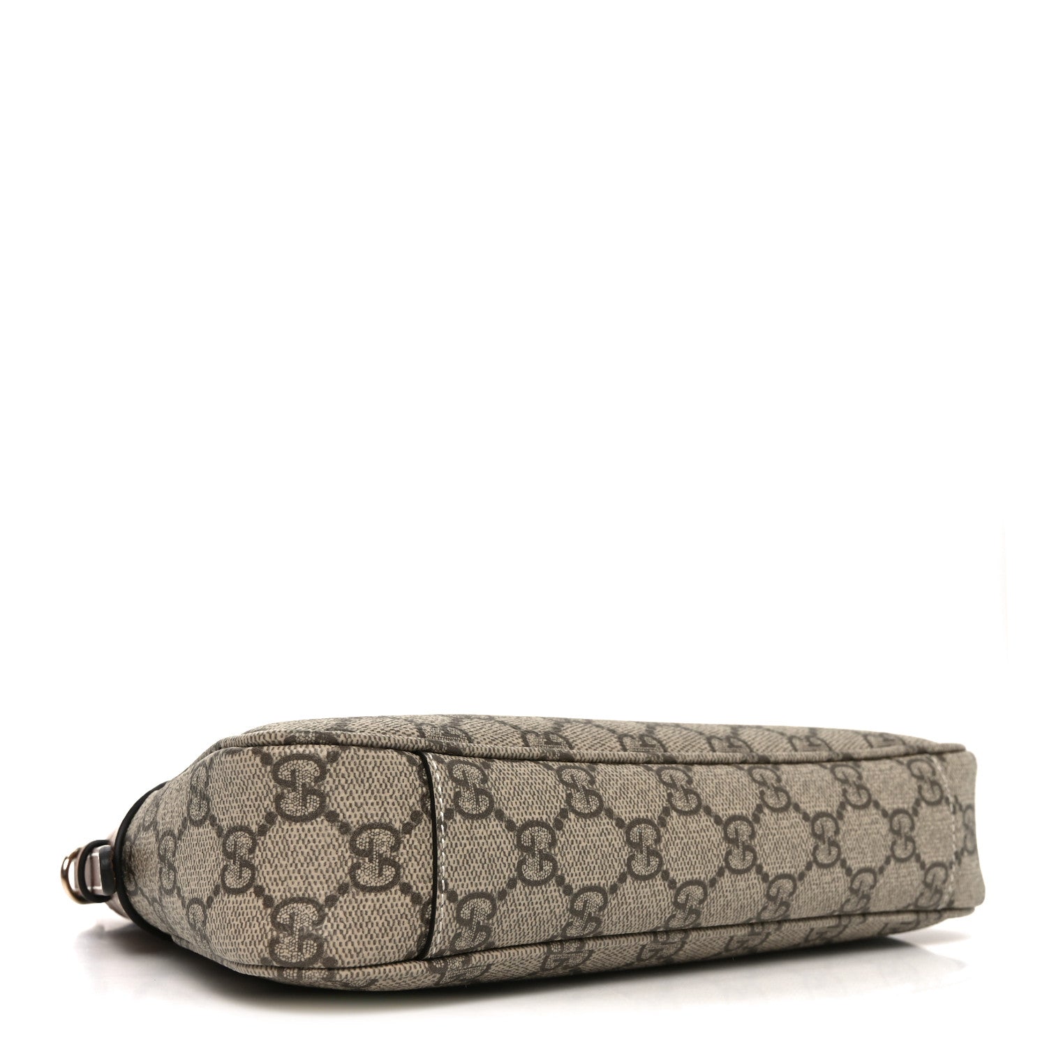 GG Supreme Monogram Textured Calfskin Small Emblem Shoulder Bag Beige Dark Brown