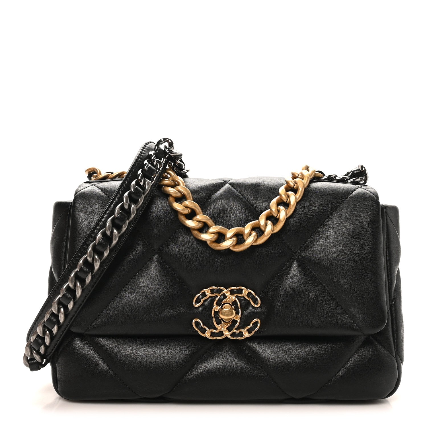 Lambskin Quilted Medium Chanel 19 Flap Black