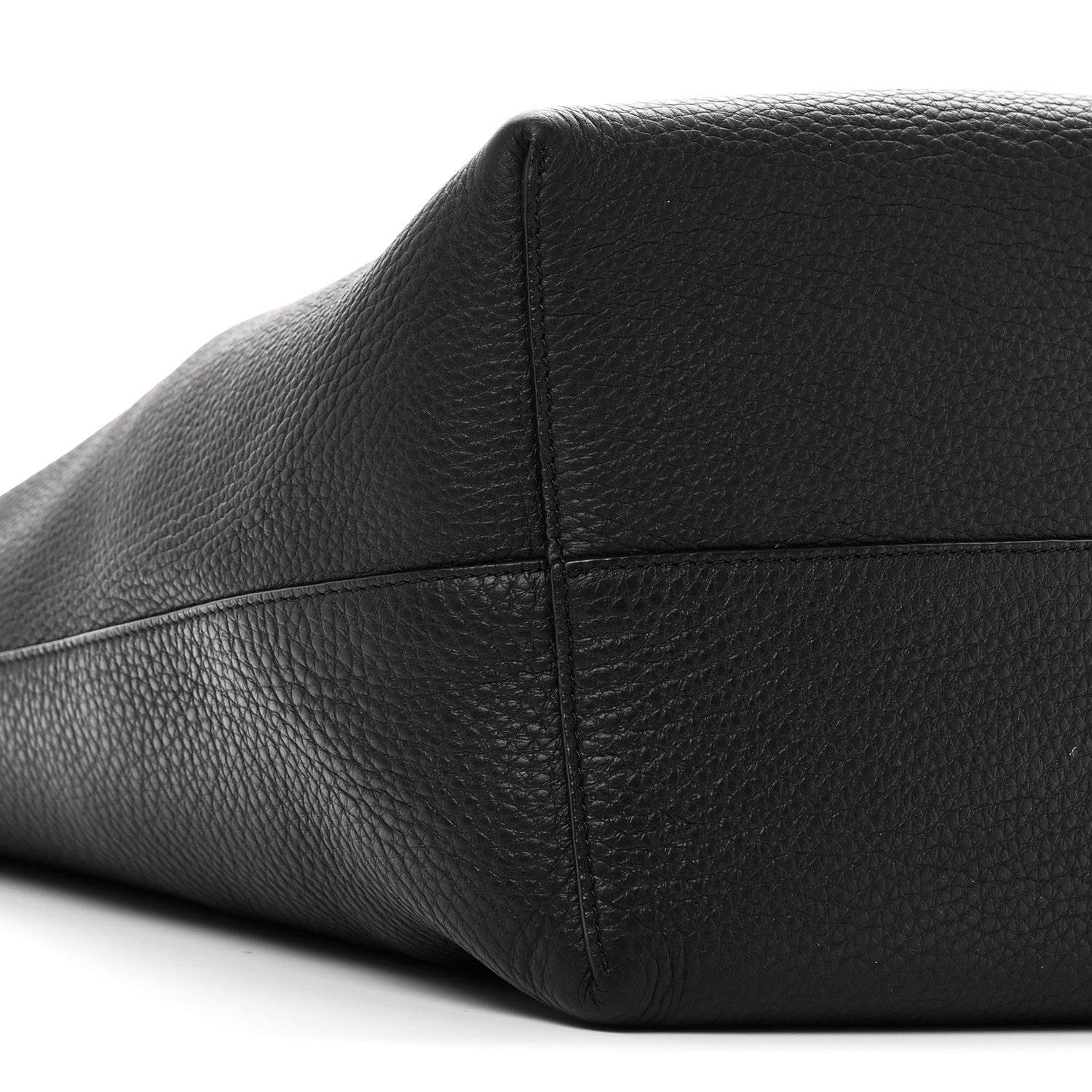Grained Calfskin Medium N/S Hook Tote Black