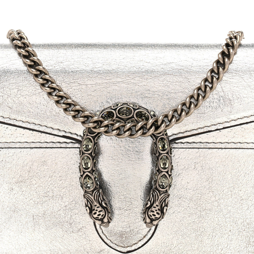 Metallic Calfskin Super Mini Dionysus Shoulder Bag Silver