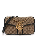 Monogram Matelasse Diagonal Small GG Marmont Shoulder Bag Beige Black