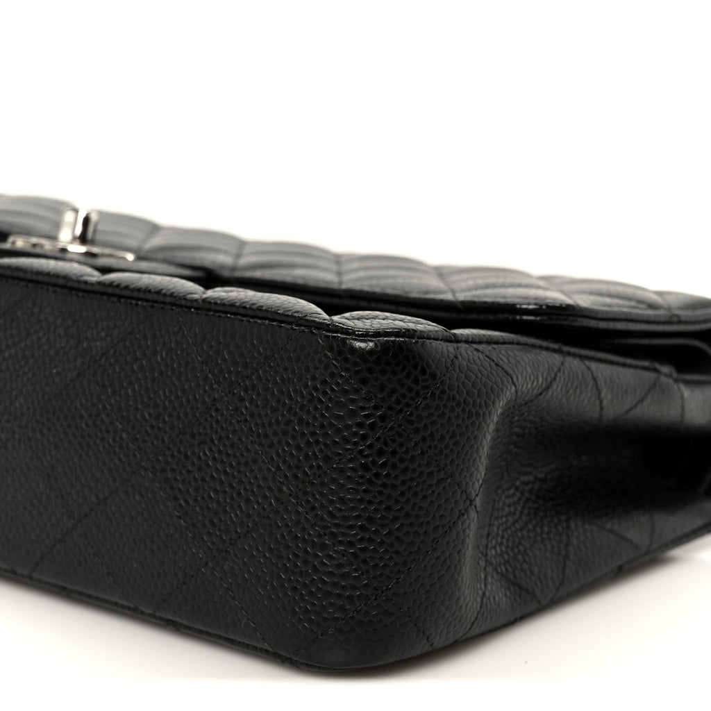 Caviar Quilted Medium Double Flap Black