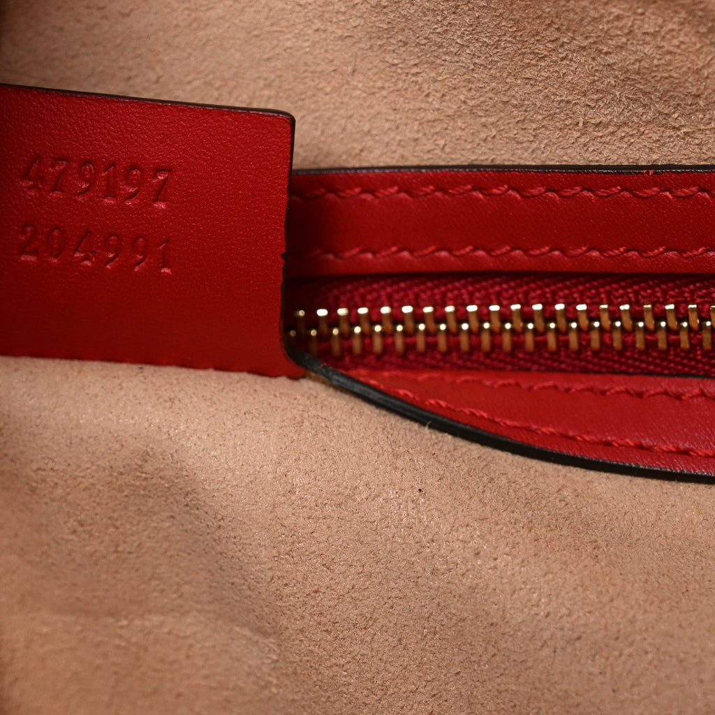 GG Supreme Monogram Medium Padlock Tote Hibiscus Red