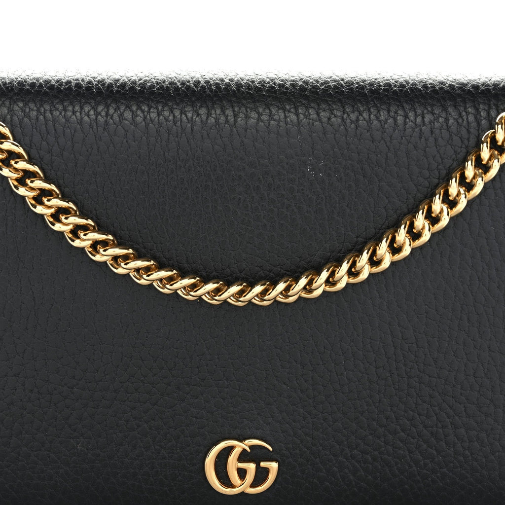 Calfskin Mini GG Marmont Chain Wallet Black
