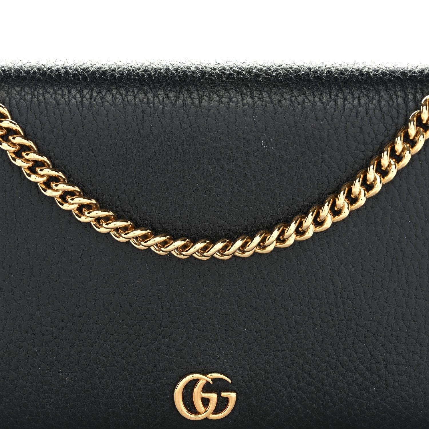 Calfskin Mini GG Marmont Chain Wallet Black
