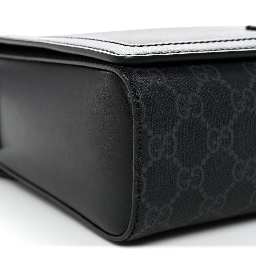 GG Supreme Monogram Appia Calfskin Web Crossbody Bag Black Grey