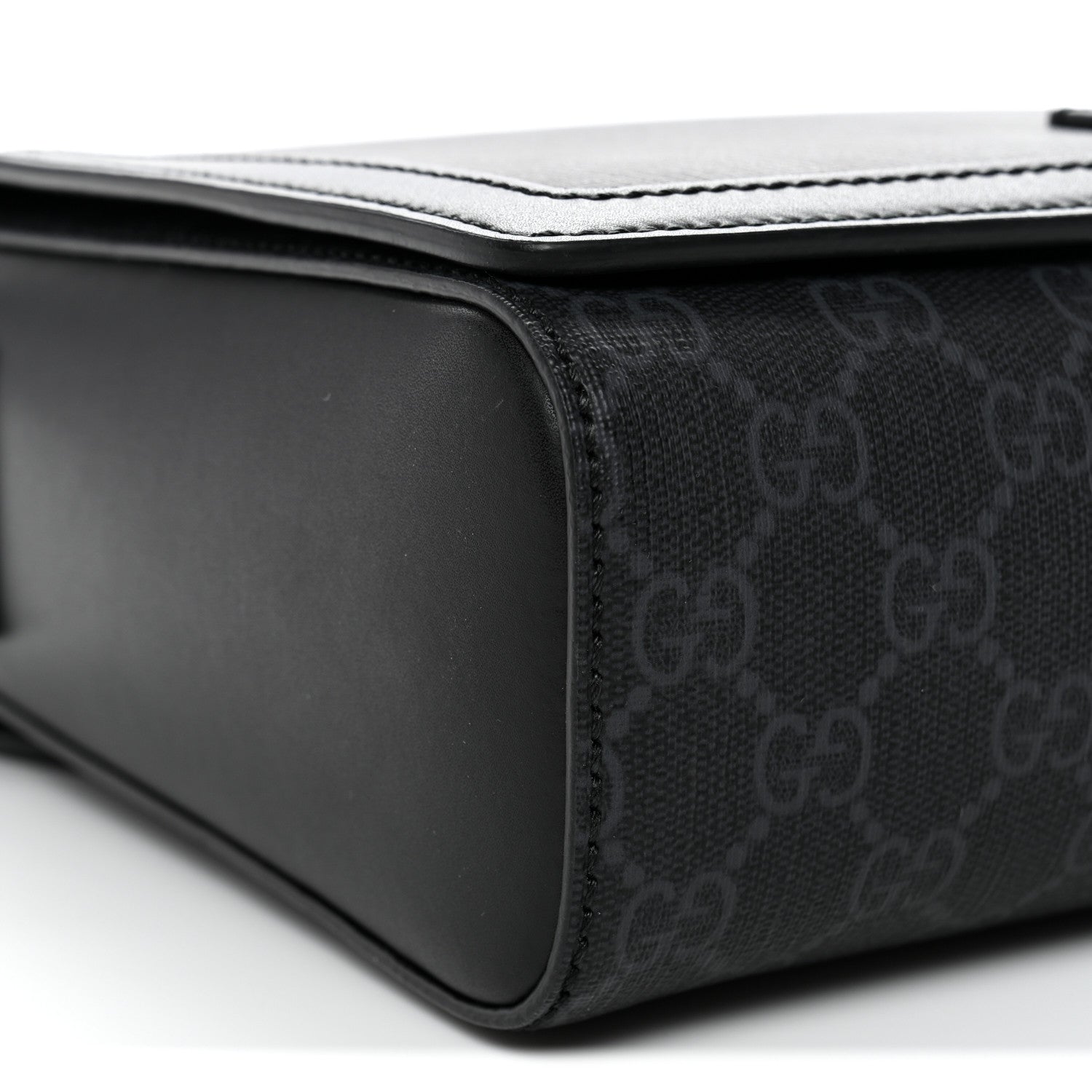 GG Supreme Monogram Appia Calfskin Web Crossbody Bag Black Grey