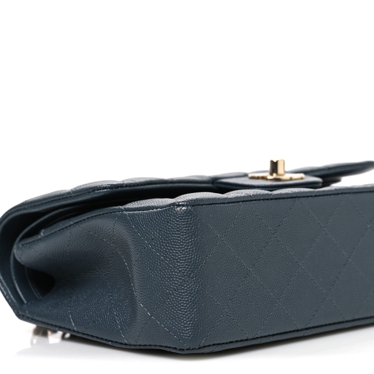 Caviar Quilted Small Double Flap Dark Grey