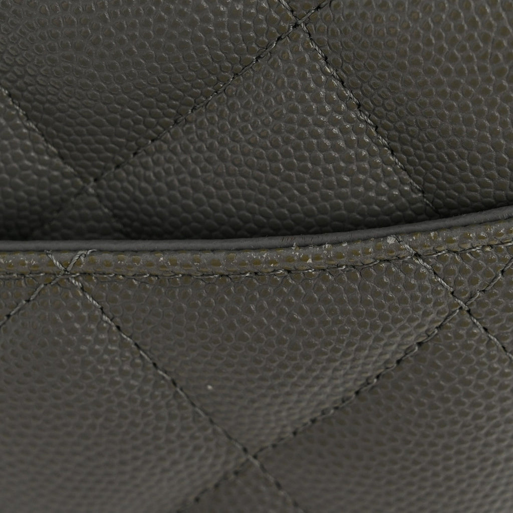 Caviar Quilted Jumbo Double Flap Grey