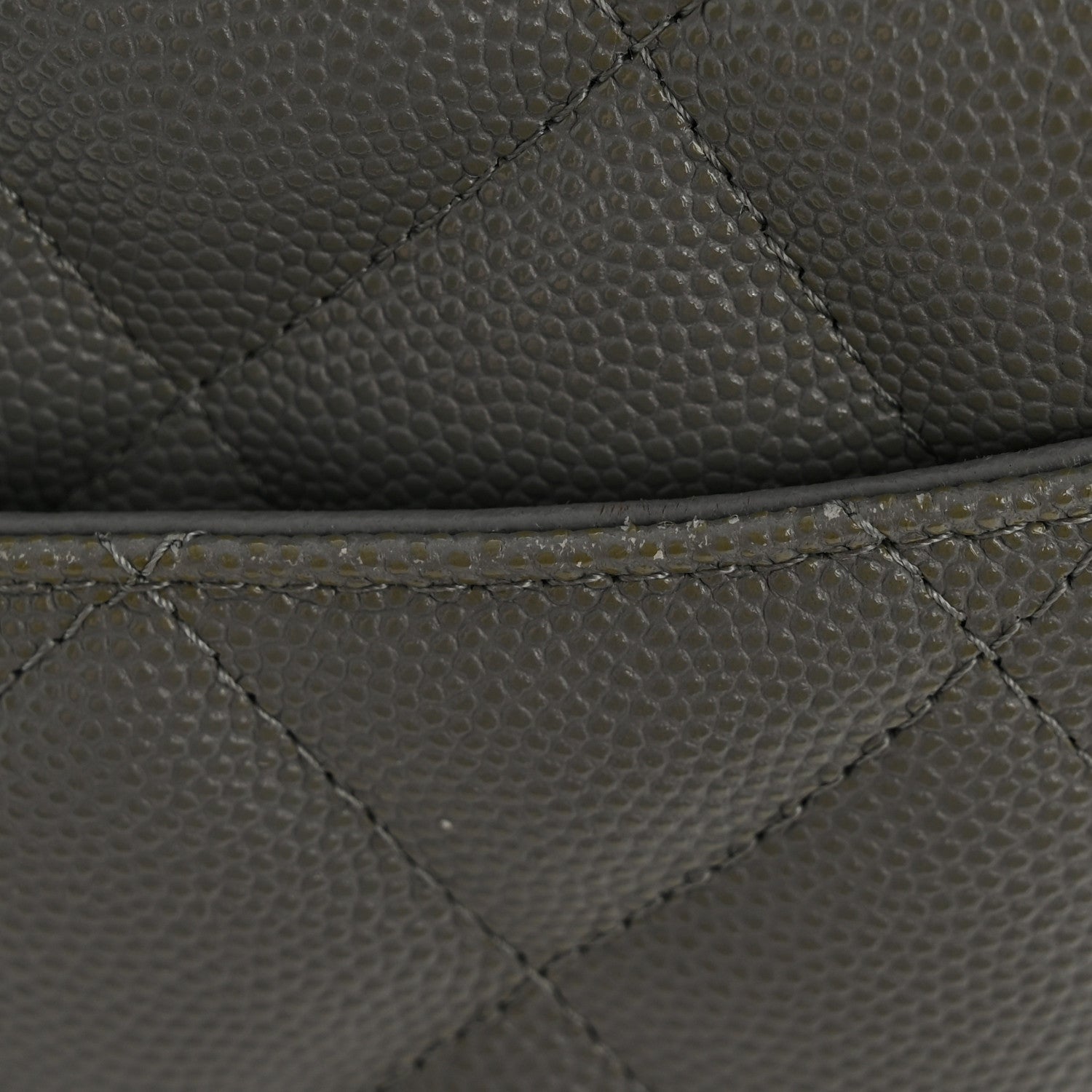 Caviar Quilted Jumbo Double Flap Grey