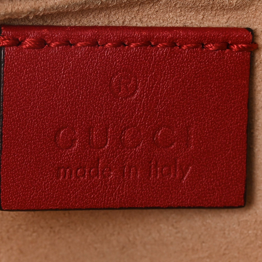 Calfskin Matelasse Super Mini GG Marmont Shoulder Bag Hibiscus Red