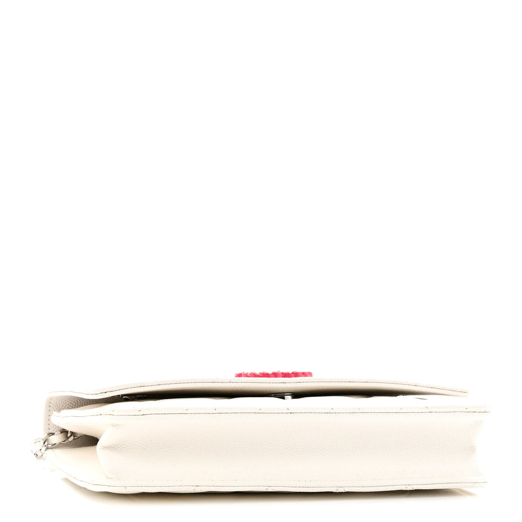 Caviar Quilted Chanel 19 Wallet On Chain WOC White Pink