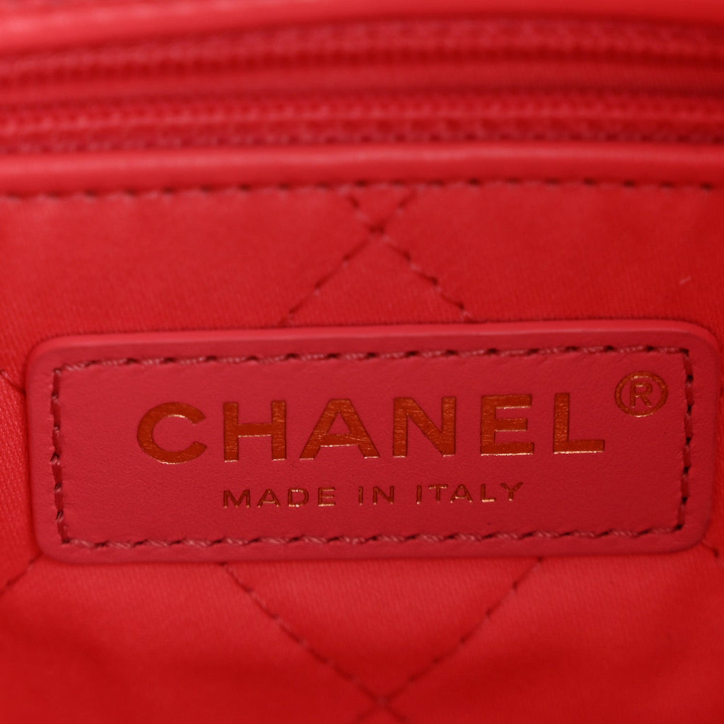 Shiny Calfskin Quilted Small Chanel 22 Coral Pink