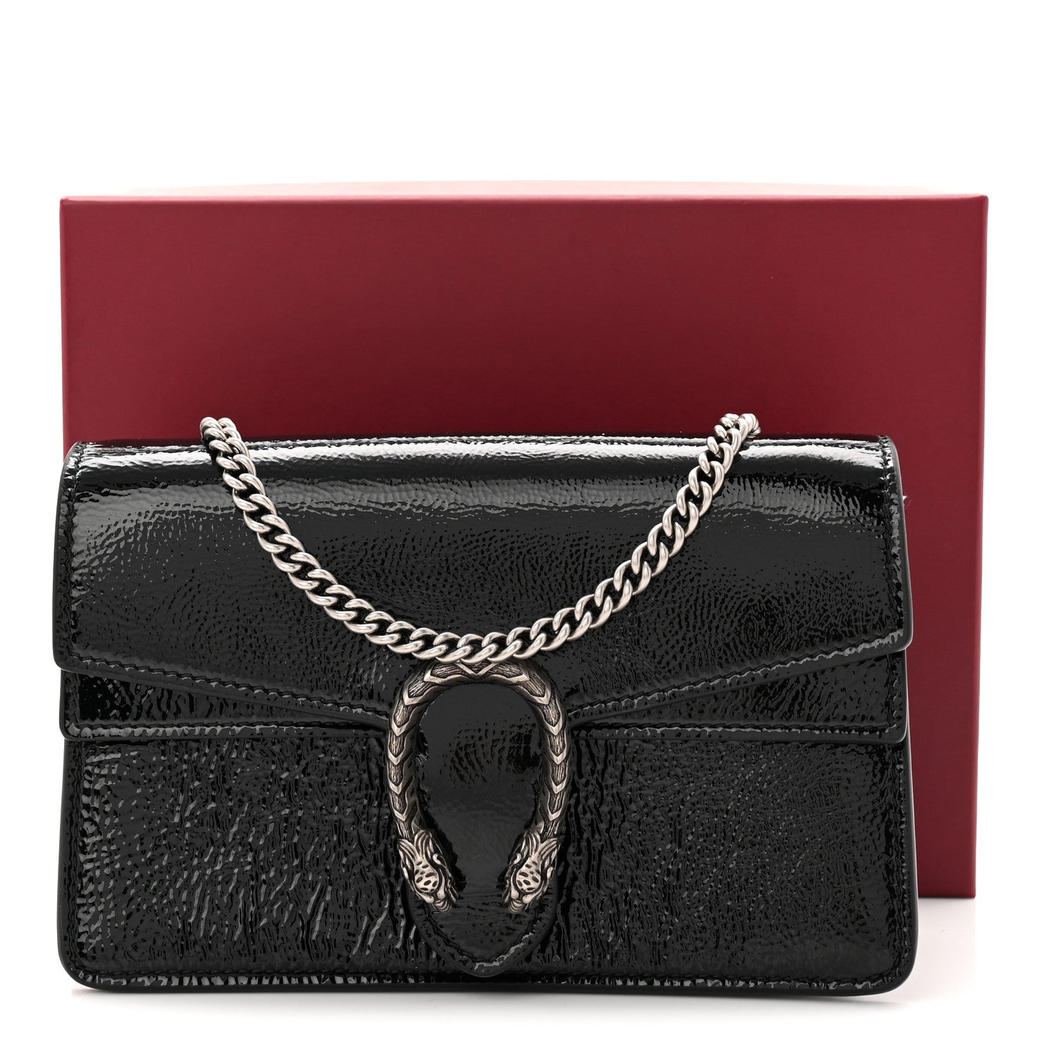 Crinkled Patent Super Mini Dionysus Shoulder Bag Black