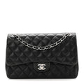 Lambskin Quilted Jumbo Double Flap Black