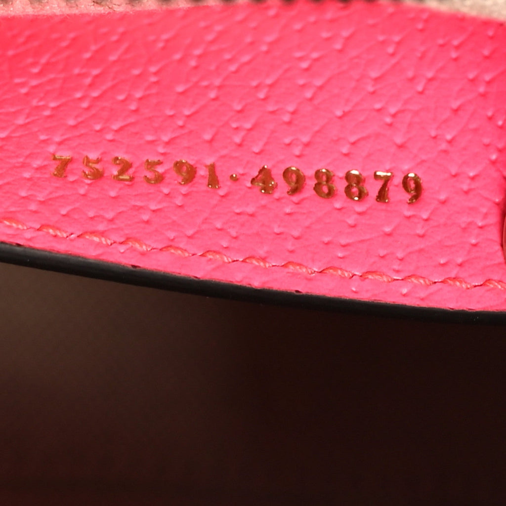 GG Supreme Monogram Textured Dollar Calfskin Web Ophidia Small Crossbody Bag Beige Ebony Fuchsia