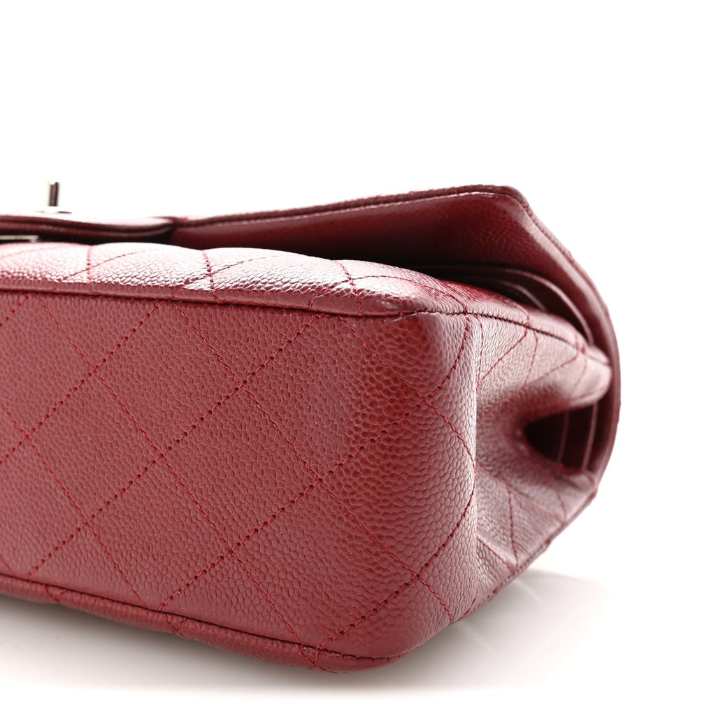 Caviar Quilted Medium Double Flap Burgundy