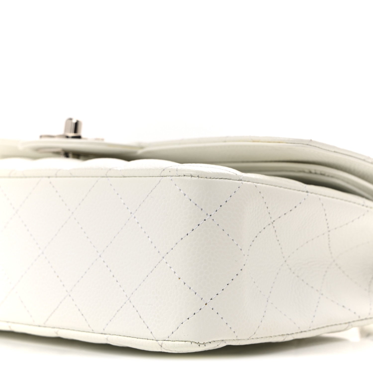 Caviar Quilted Medium Double Flap White