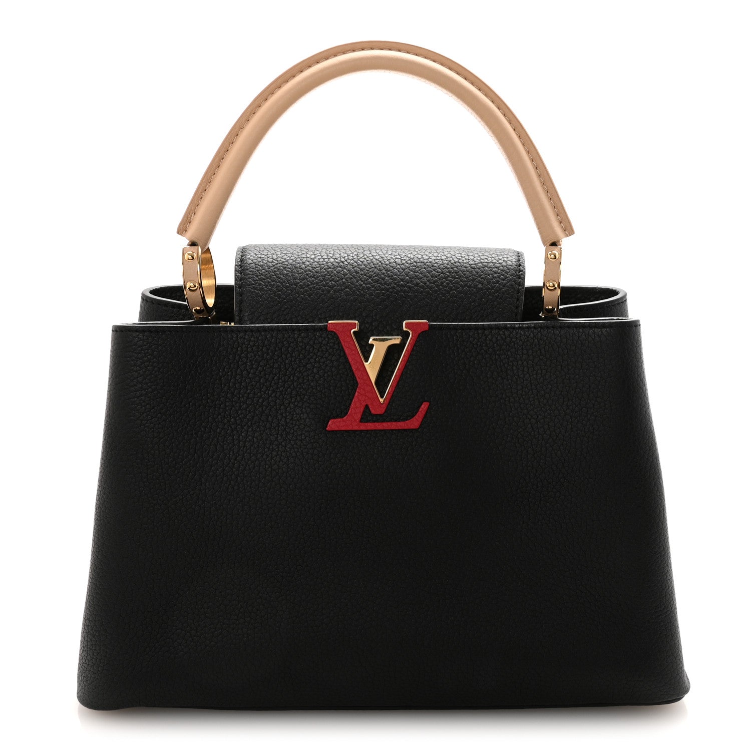 Taurillon Capucines MM Black Beige Red