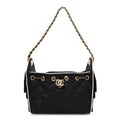 Braided Raffia Calfskin Quilted Mini Chanel 25 Handbag Black White