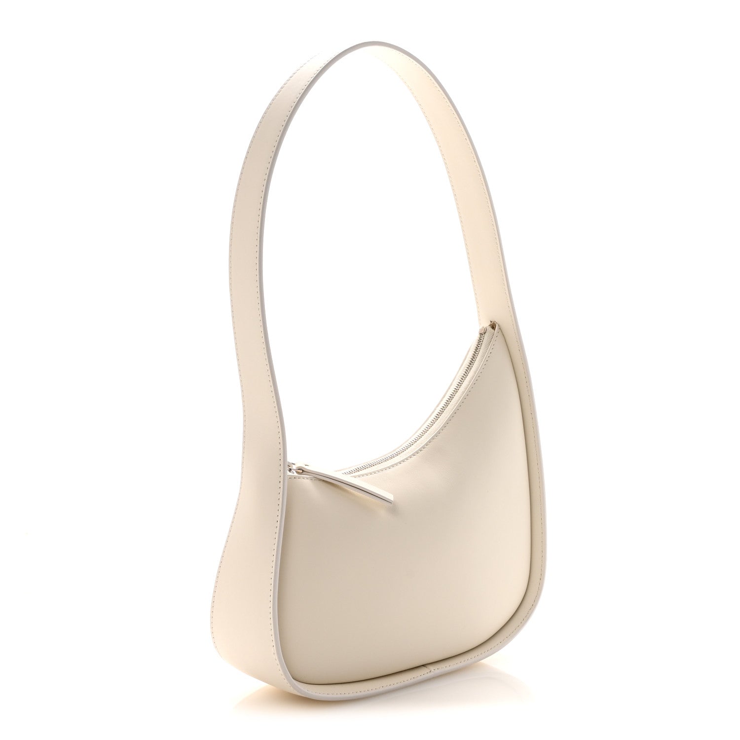 Smooth Calfskin Half Moon Shoulder Bag New Ivory