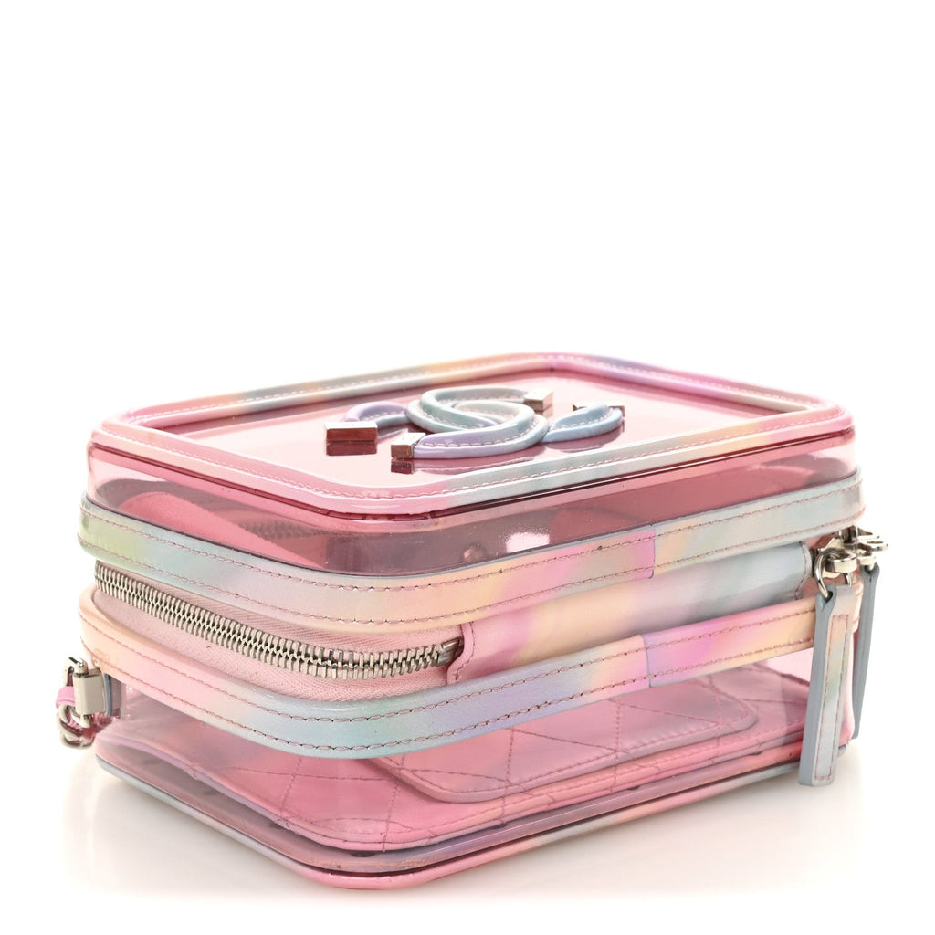PVC Lambskin Filigree Small CC Filigree Vanity Case Pink Multicolor