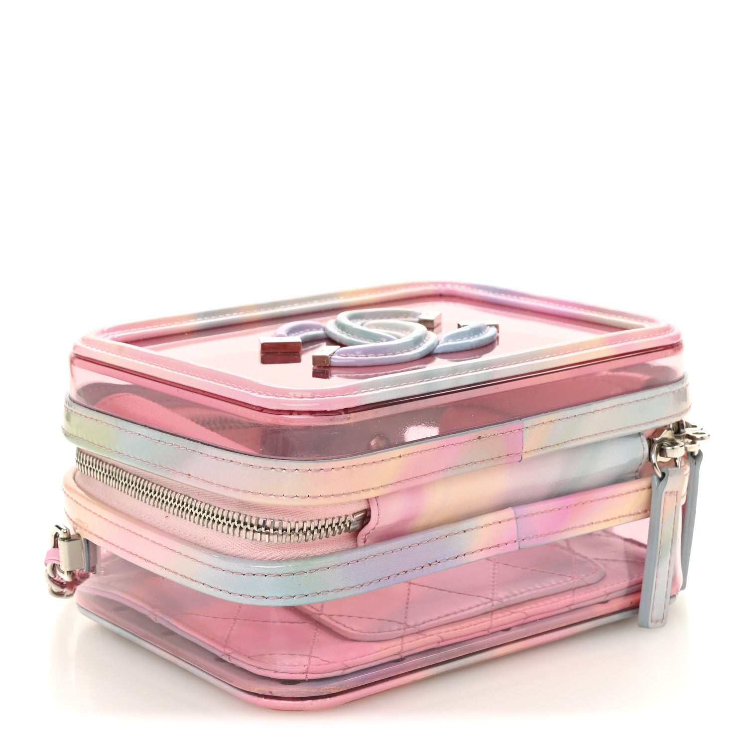 PVC Lambskin Filigree Small CC Filigree Vanity Case Pink Multicolor