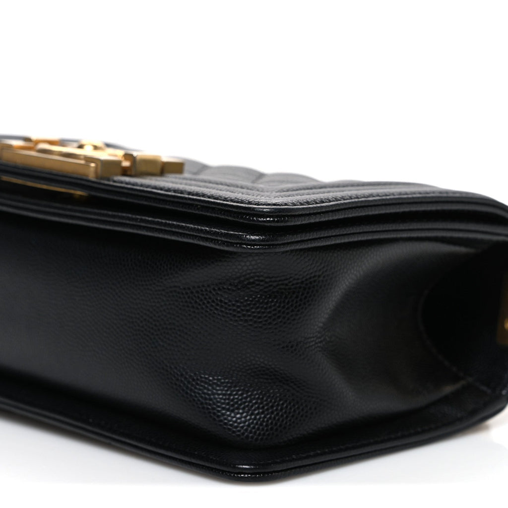 Caviar Quilted Small Boy Flap Black