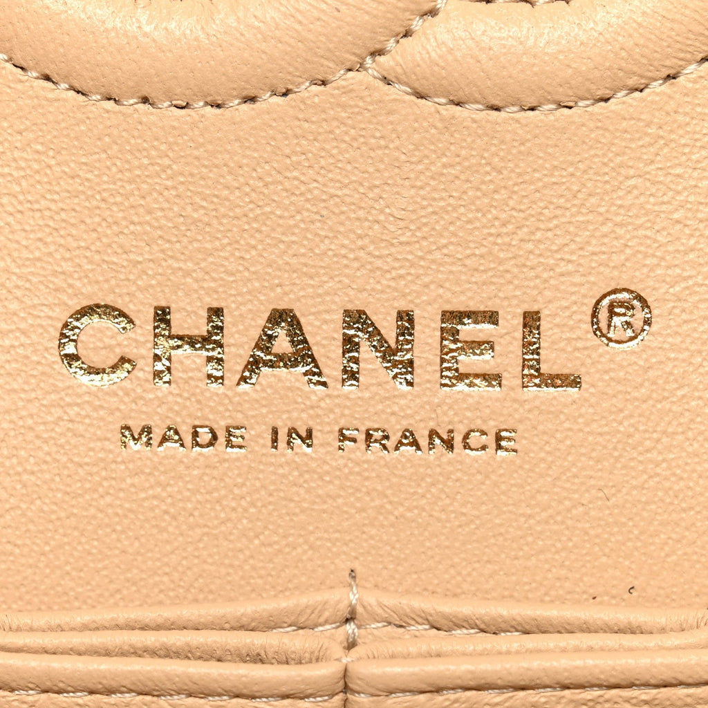 Caviar Quilted Small Double Flap Beige
