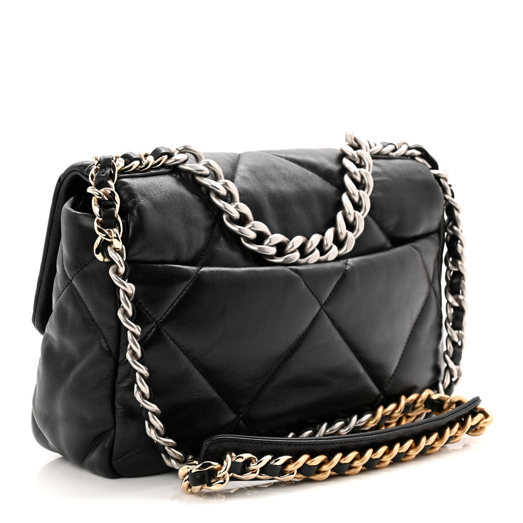 Lambskin Quilted Medium Chanel 19 Flap Black