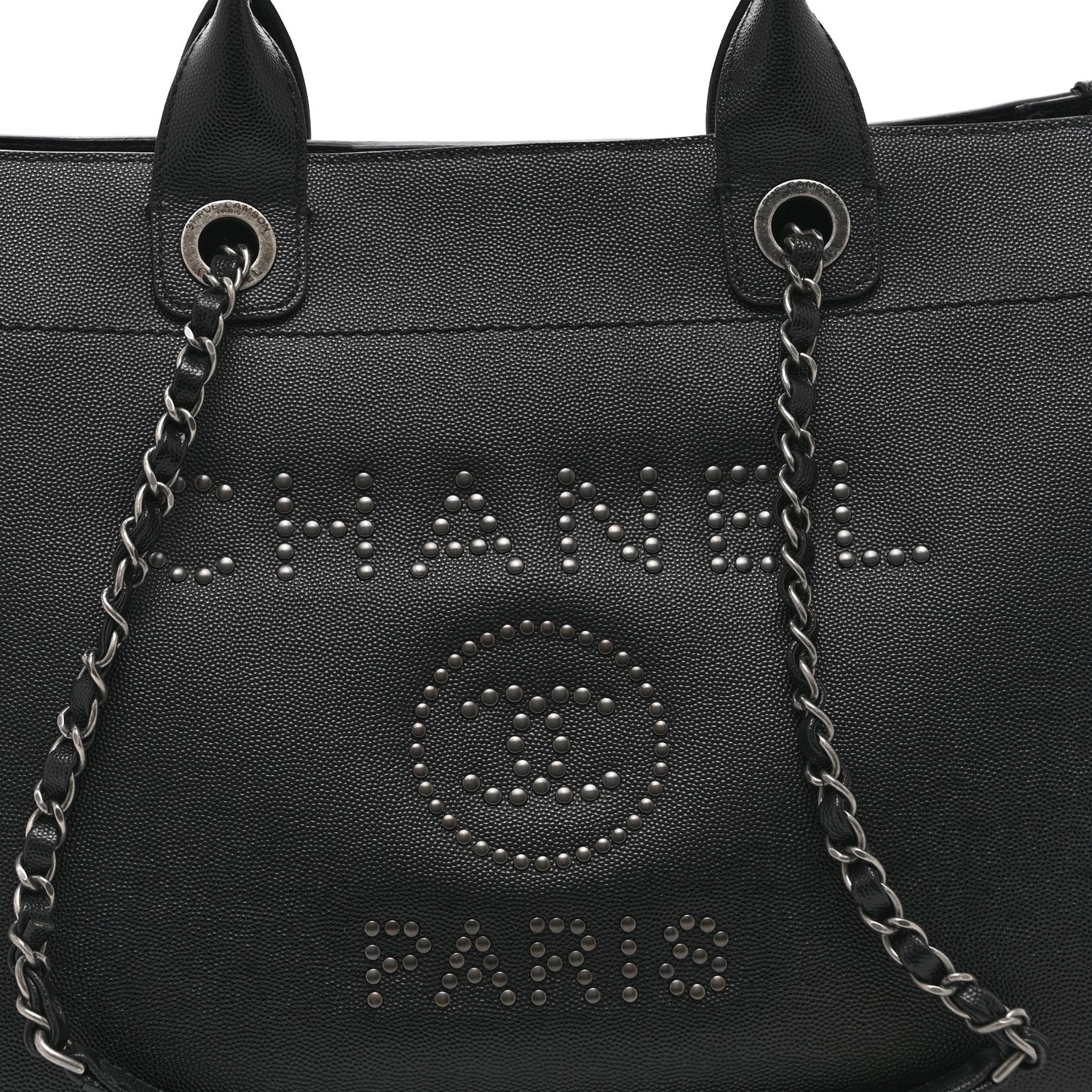 Caviar Small Studded Deauville Tote Black