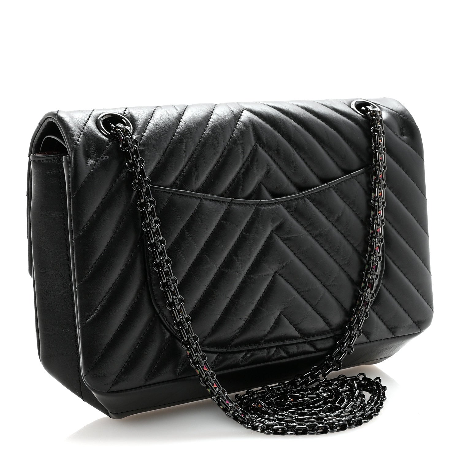 Aged Calfskin Chevron Quilted 2.55 Reissue 225 Flap So Black
