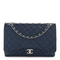 Caviar Quilted Maxi Double Flap Navy Blue