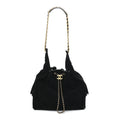 Suede Quilted Medium Chanel 25 Handbag Black