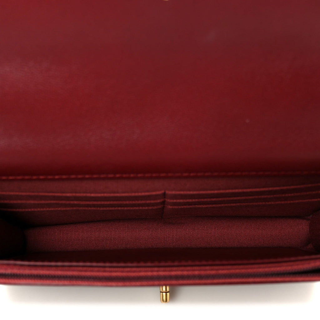 Lambskin Quilted Chanel 19 Wallet On Chain WOC Burgundy