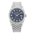 Stainless Steel 18K White Gold Diamond 36mm Oyster Perpetual Datejust Watch Bright Blue 126234