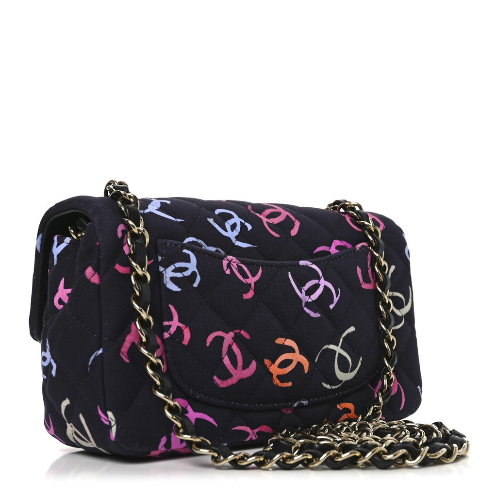 Printed Fabric Quilted Mini Rectangular Flap Black Pink Blue Yellow Orange
