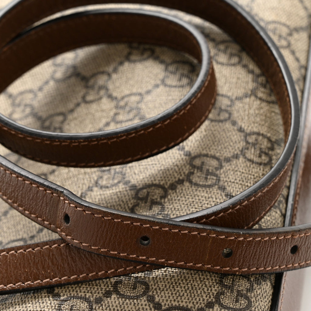 GG Supreme Monogram Small Horsebit 1955 Shoulder Bag Beige Brown Sugar