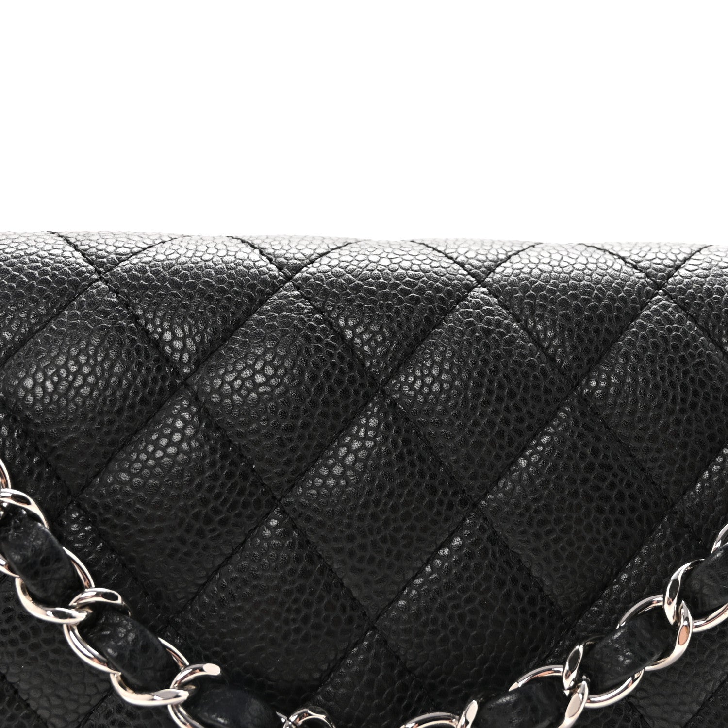 Caviar Quilted Medium Double Flap Black