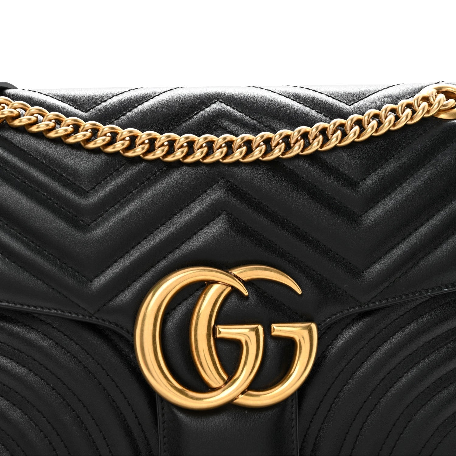 Calfskin Matelasse Medium GG Marmont Shoulder Bag Black