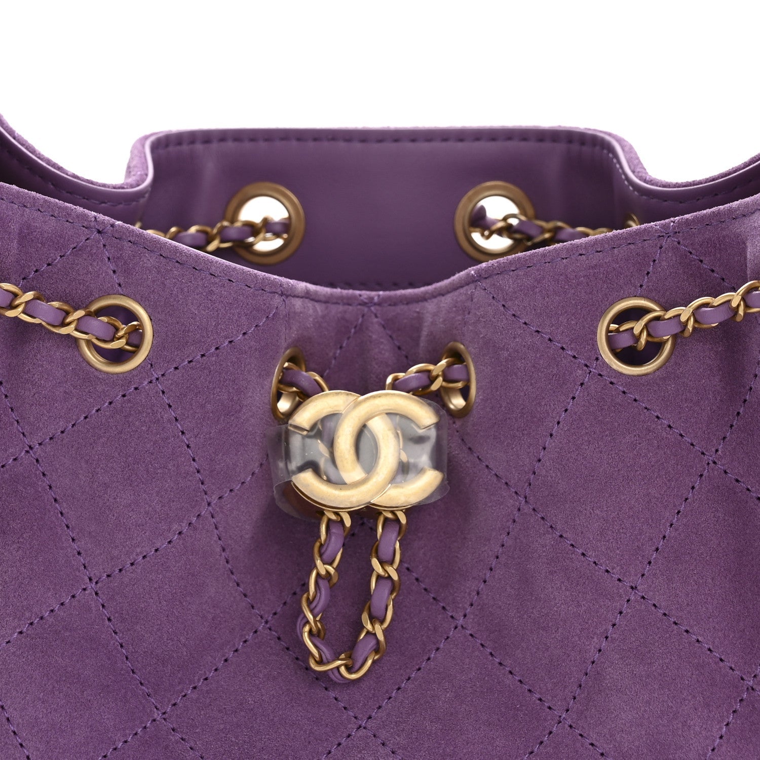 Suede Quilted Mini Chanel 25 Handbag Purple