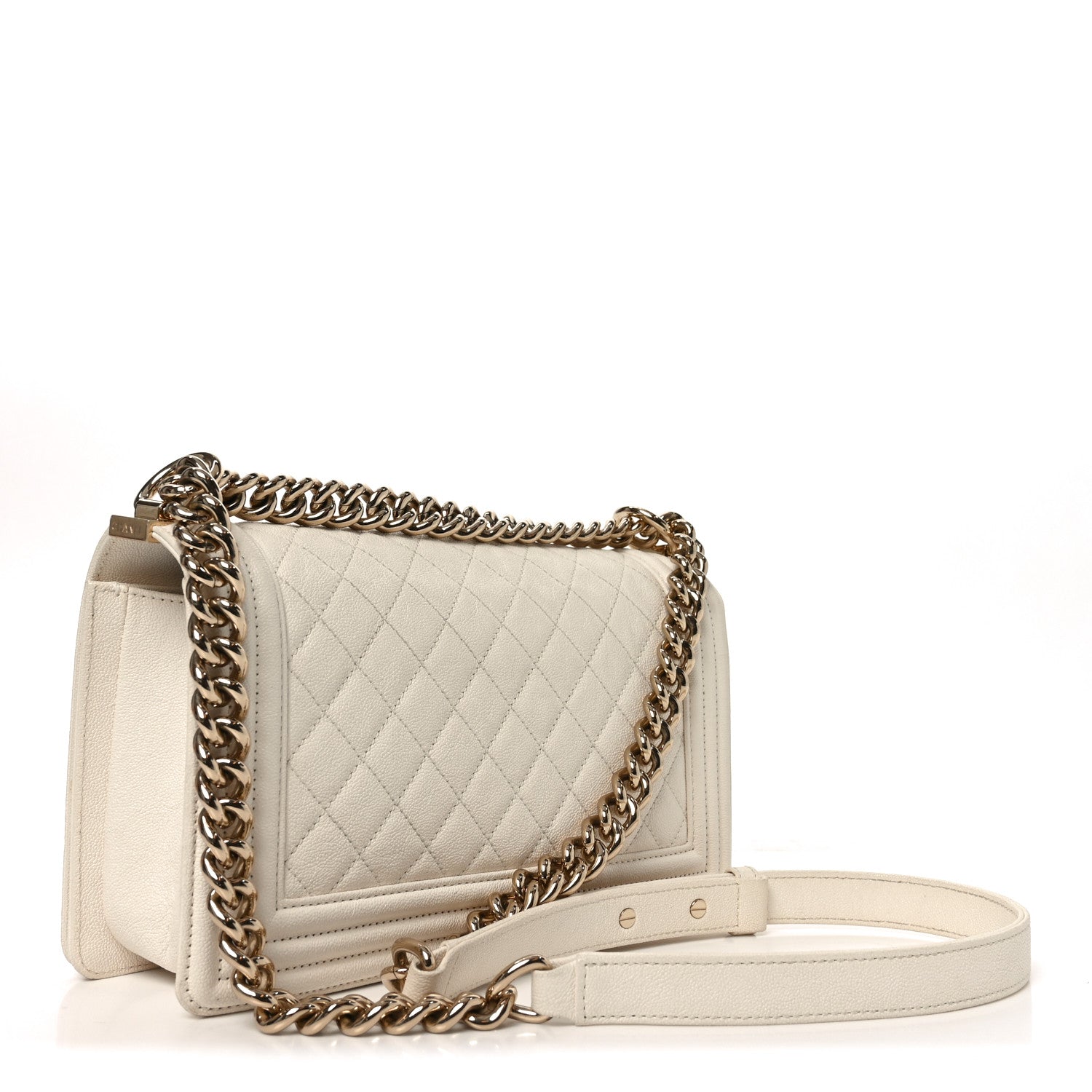 Caviar Quilted Medium Boy Flap White