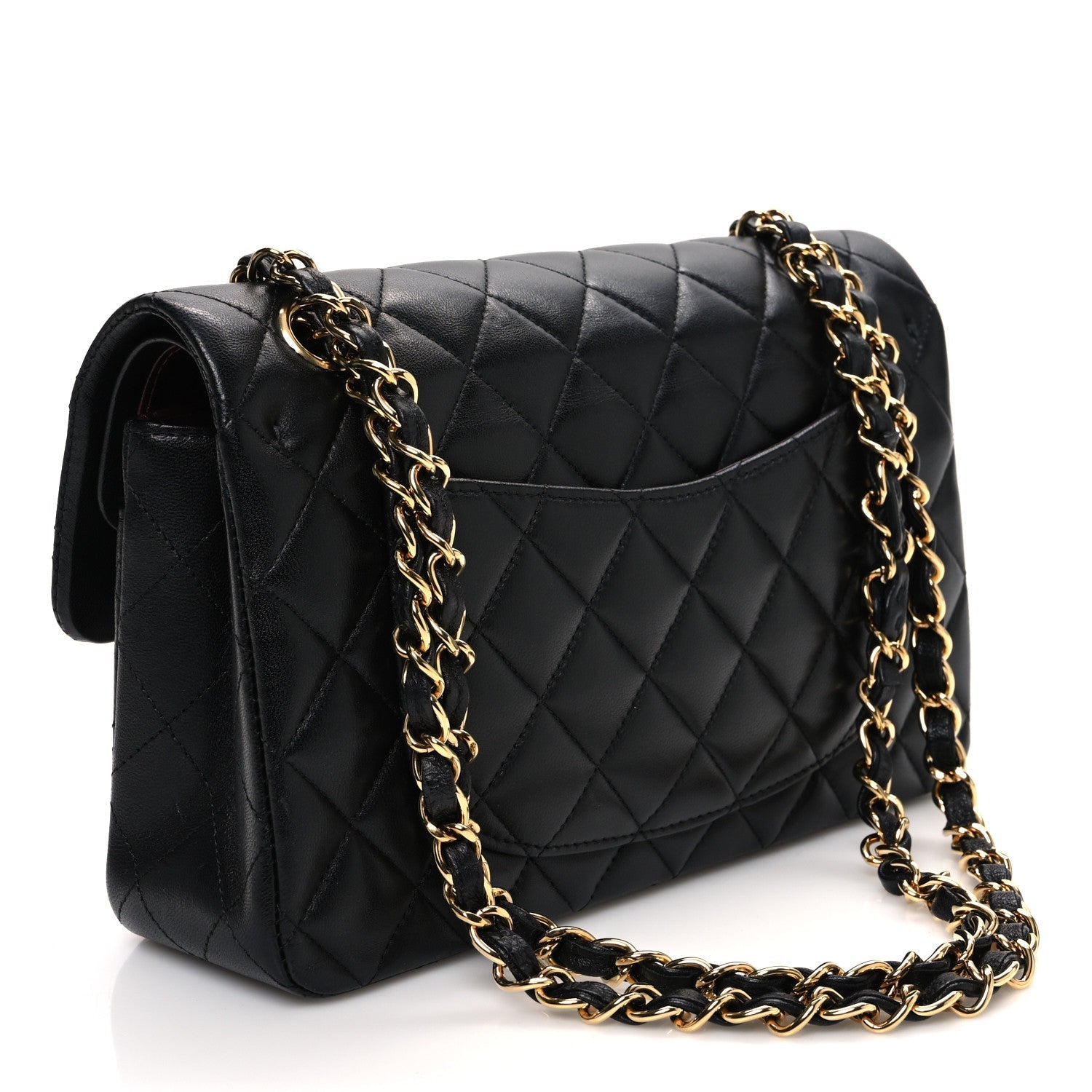 Lambskin Quilted Small Double Flap Black