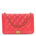 Caviar Quilted Boy Wallet On Chain WOC Dark Pink