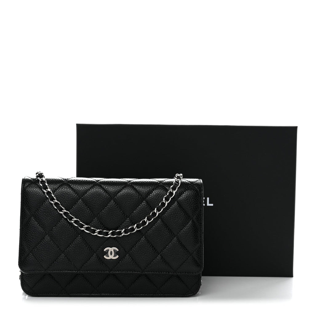 Caviar Quilted Wallet On Chain WOC Black